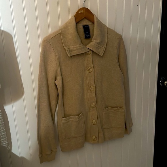Basic Editions Tan Cardigan sz Small - Picture 5 of 15